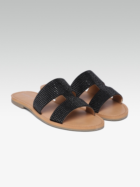 

Steve Madden Women Black BETTIE Embellished Open Toe Flats