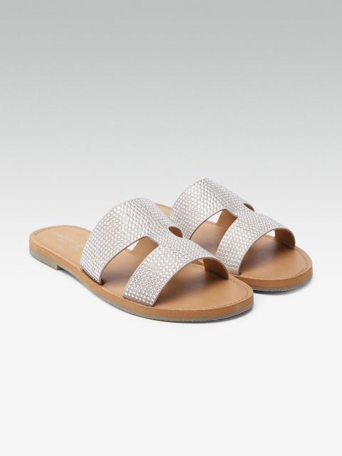 

Steve Madden Women Nude-Coloured Embellished Open Toe Flats