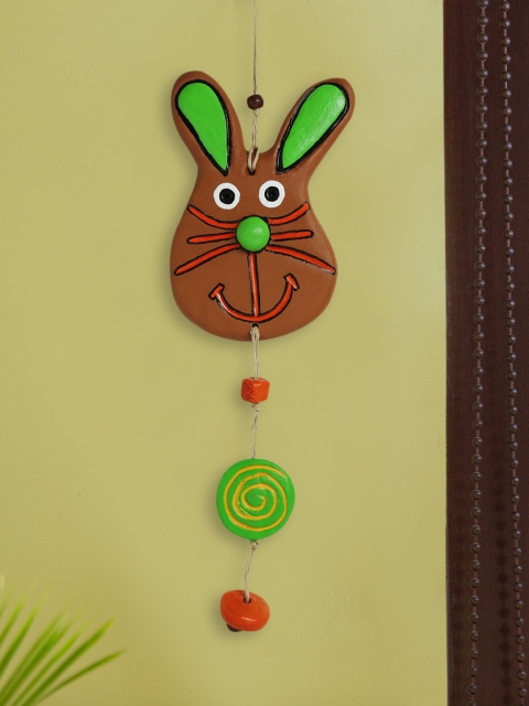 

ExclusiveLane Cat Shaped Handmade & Hand-Painted Terracotta Wall Hanging, Multi