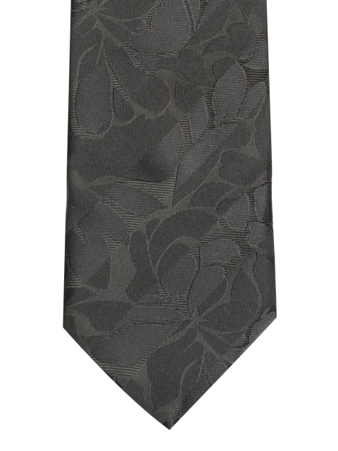 

Lino Perros Black Woven Design Broad Tie with Striped Detail