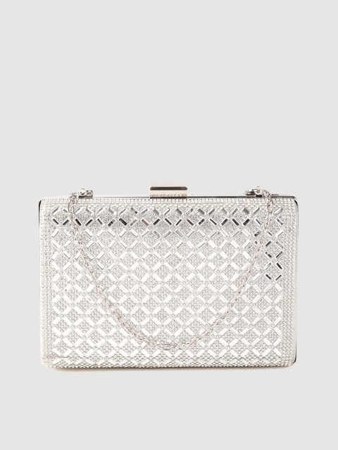 

Lino Perros Silver-Toned Embellished Box Clutch