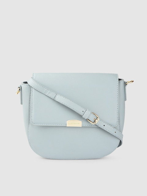 

Lino Perros Women Blue & Beige Solid Sling Bag With Detachable Flaps