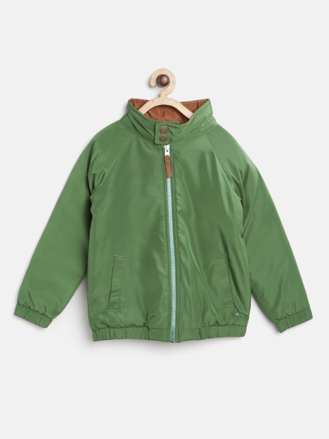 

Cherry Crumble Boys Olive Green Solid Bomber Jacket