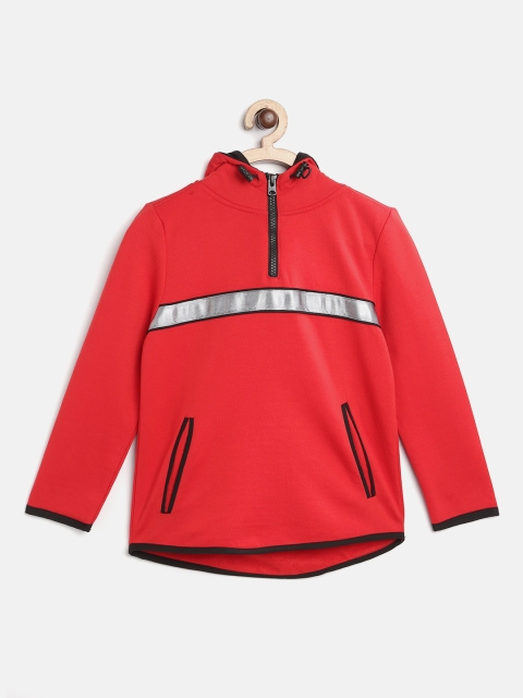 

Cherry Crumble Boys Red Solid Hooded Sweatshirt