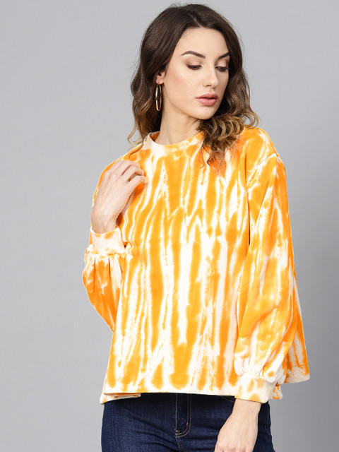 

Femella Women Yellow & White Dyed Sweatshirt