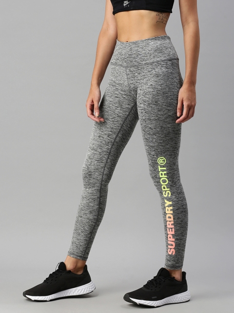 

Superdry Women Grey Melange Solid Tights With Printed Detailing