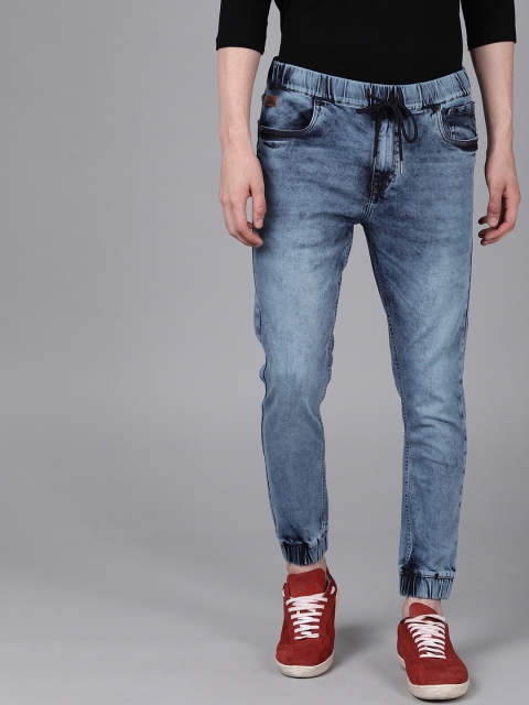 

WROGN Men Blue Jogger Mid-Rise Clean Look Jeans