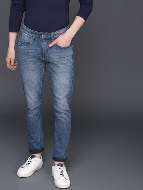 

WROGN Men Blue Slim Fit Mid-Rise Clean Look Stretchable Jeans