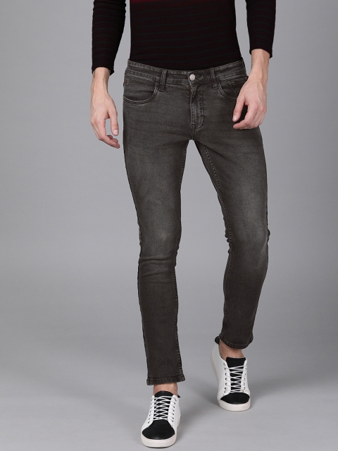 

WROGN Men Grey Slim Fit Mid-Rise Clean Look Stretchable Cropped Jeans