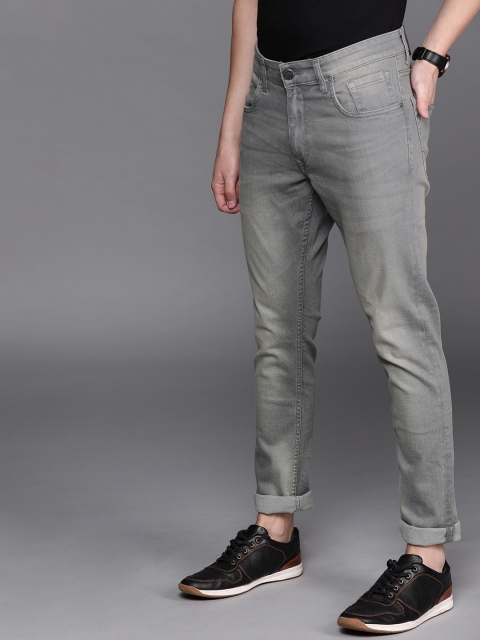 

WROGN Men Grey Slim Fit Mid-Rise Clean Look Stretchable Jeans