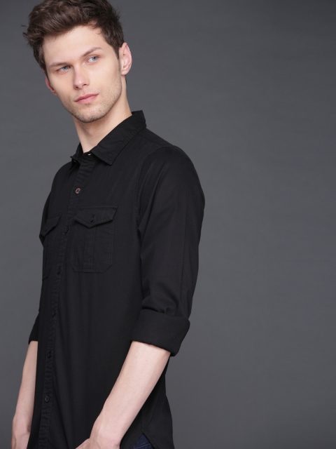 

WROGN Men Black Slim Fit Solid Casual Shirt