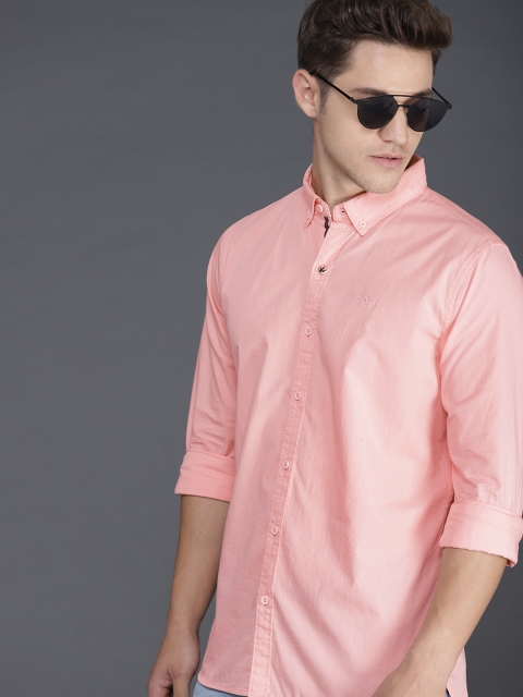 

WROGN Men Pink Slim Fit Solid Casual Shirt