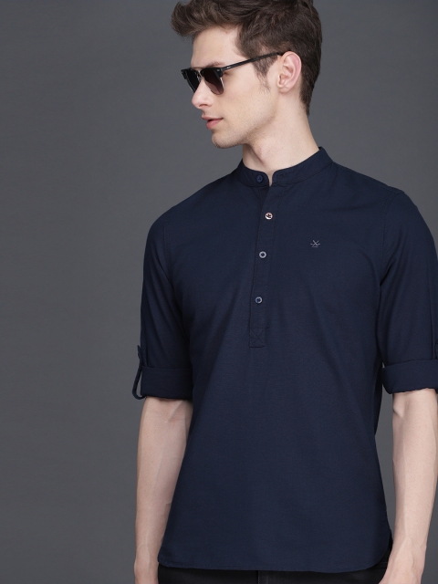 

WROGN Men Navy Blue Slim Fit Solid Casual Shirt