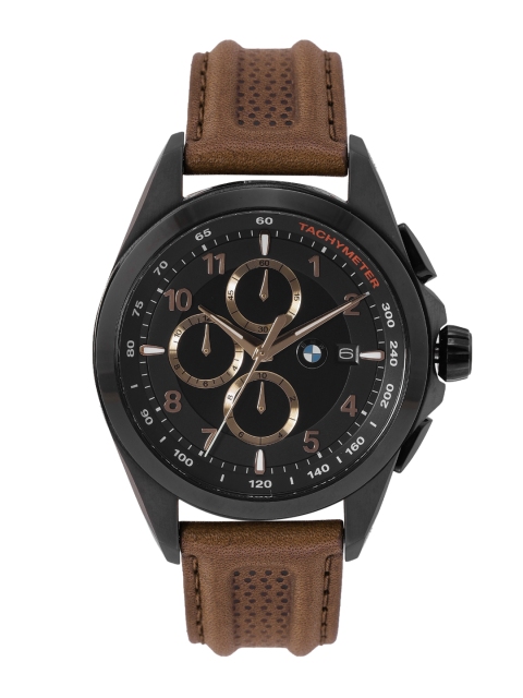 

BMW Men Black Leather Textured Straps Chronograph & Tachymeter Watch BMW7004