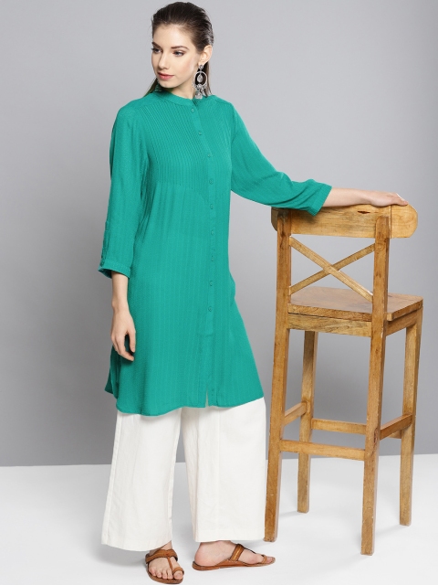 

Ritu Kumar Women Green Woven Design A-Line Kurta