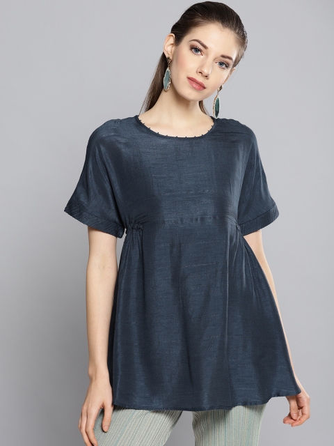 

Ritu Kumar Women Navy Blue Solid A-Line Kurti