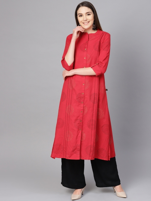 

clorals Women Red & Black Printed A-Line Kurta