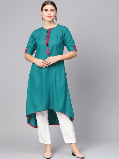 

clorals Women Teal Green Solid A-Line Kurta