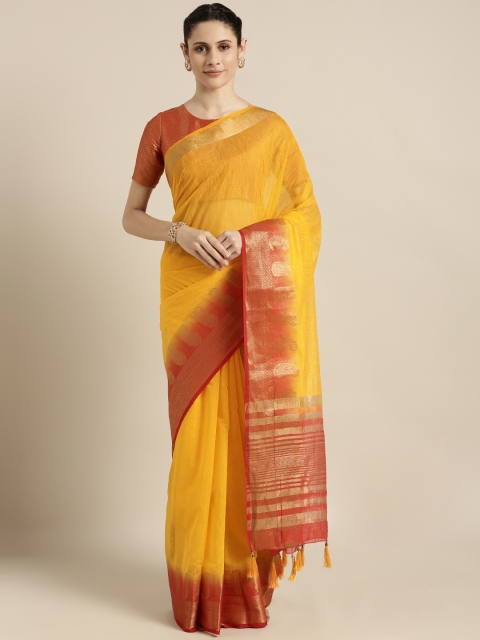 

Shaily Yellow Pure Silk Woven Design Saree