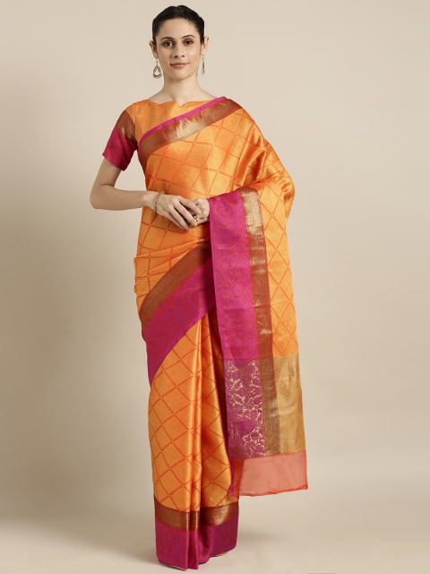 

Shaily Orange Woven Design Pure Silk Saree