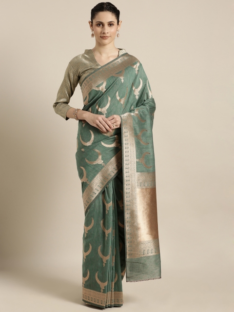 

Shaily Sea Green Pure Silk Woven Design Kanjeevaram Saree