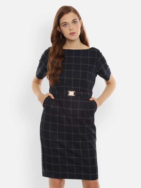 

Van Heusen Woman Women Checked Black Fit and Flare Dress