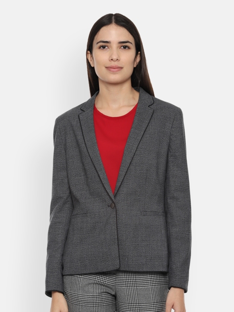 

Van Heusen Woman Grey Checked Single-Breasted Blazer