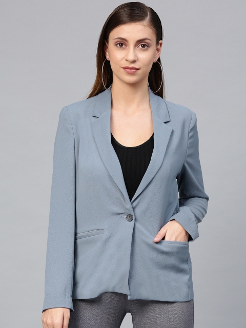 

Van Heusen Woman Blue Solid Single-Breasted Formal Blazer