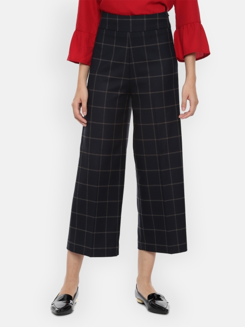 

Van Heusen Woman Women Black Regular Fit Checked Parallel Trousers
