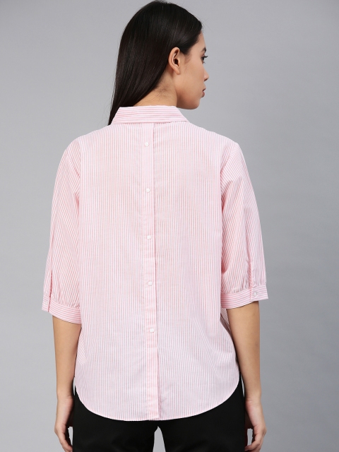 

Van Heusen Woman Women Pink Regular Fit Striped Casual Shirt