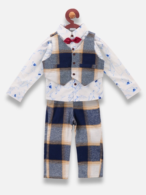 

LilPicks Boys Navy Blue & White Printed Clothing Set