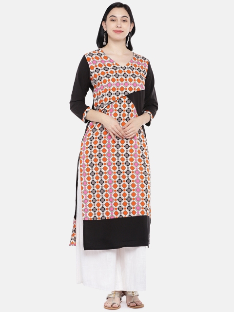 

shiloh Women Black & Red Printed Straight Kurta