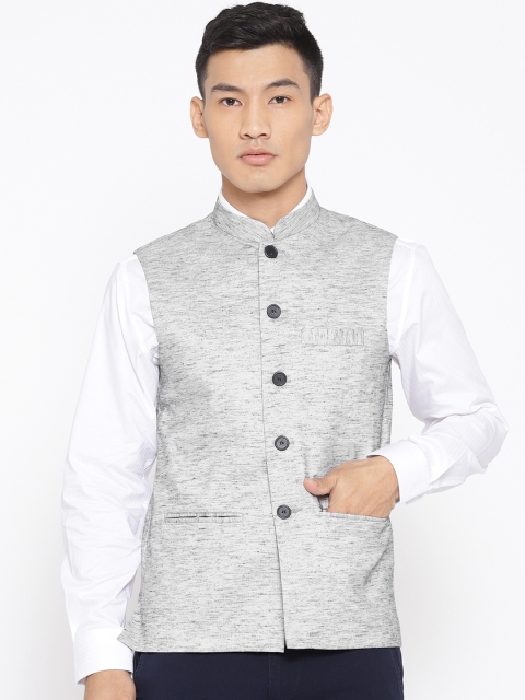 

Vastraa Fusion Men Grey Woven Design Nehru jacket