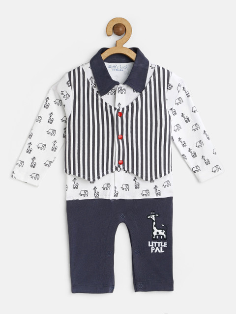 

Moms Love Boys Charcoal & White Printed Romper