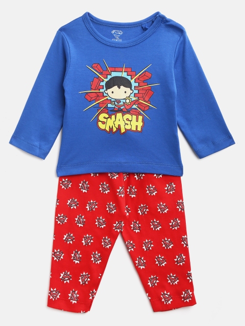 

Moms Love Boys Blue & Red Printed T-shirt with Pyjamas