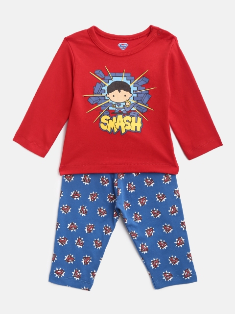 

Moms Love Boys Red & Blue Printed T-shirt with Pyjamas