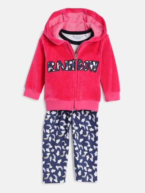 

Moms Love Girls Pink & Blue Printed Bodysuit with Pyjamas