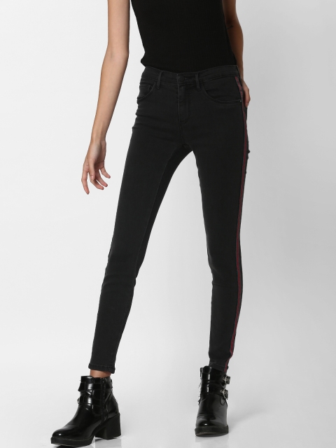 

ONLY Women Black Skinny Fit Mid-Rise Clean Look Jeans