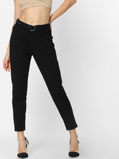 

ONLY Women Black Skinny Fit Solid Regular Trousers