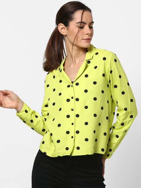 

ONLY Women Lime Green & Black Regular Fit Printed Casual Shirt