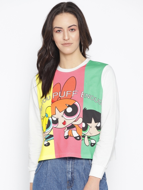 

ONLY Women Pink & Green Power Puff Print Sweatshirt