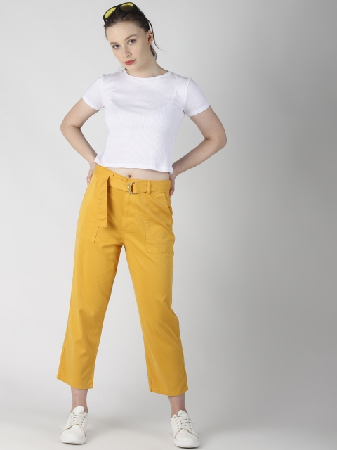 

Blue Saint Women Mustard Regular Fit Solid Regular Trousers