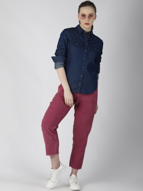 

Blue Saint Women Pink Regular Fit Self Design Regular Trousers