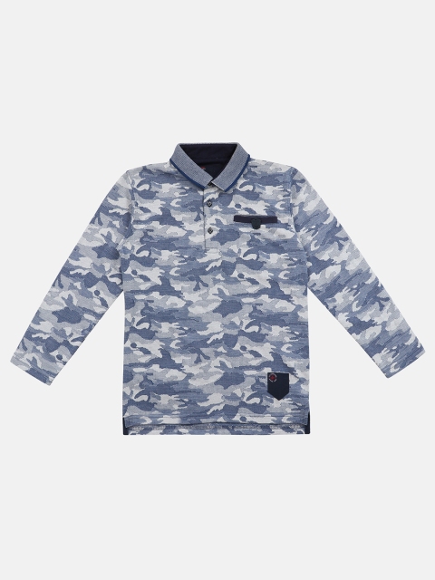

Lil Tomatoes Boys Grey & Black Camouflage Printed Polo Collar T-shirt