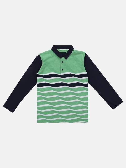 

Lil Tomatoes Boys Green Self Design Polo Collar T-shirt