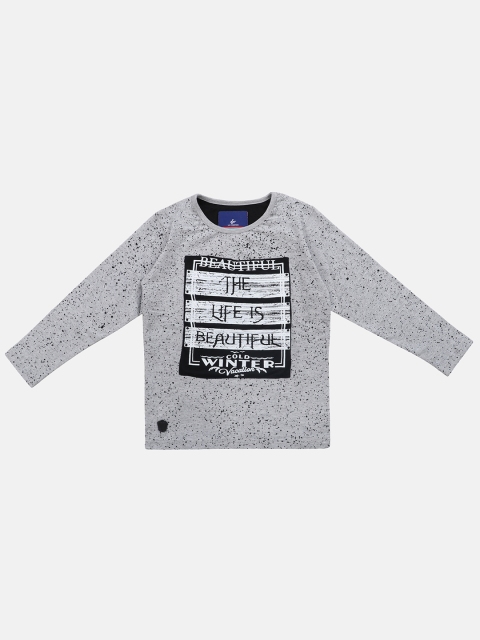 

Lil Tomatoes Boys Grey Melange Printed Round Neck T-shirt