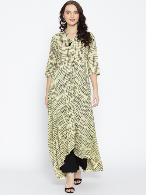 

HERE&NOW Women Green & Black Printed A-Line Kurta