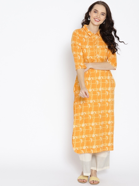 

HERE&NOW Women Orange & Off-White Printed Pathani Kurta
