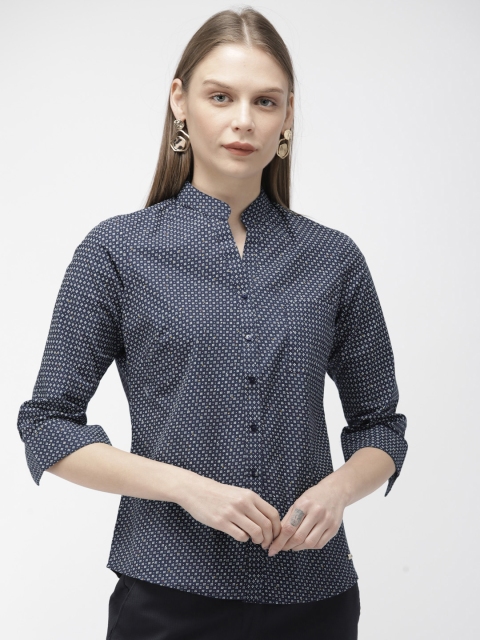 

Park Avenue Women Navy Blue Slim Fit Printed Formal Shirt