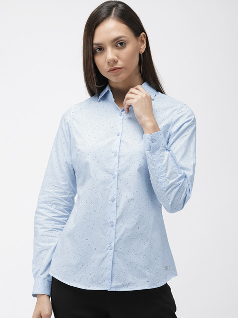

Park Avenue Women Blue Slim Fit Printed Formal Shirt